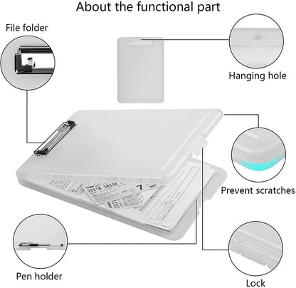 Clipboard Paper Holder Storage Writing Pad with Storage Plastic Clipboard Ideal for Office, Nurse, Students, Teachers, Sales